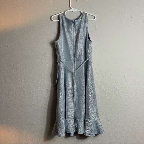 Girls blue & silver holiday dress, sleeveless, Ruffled hem, size 10, Speechless - Picture 4 of 6